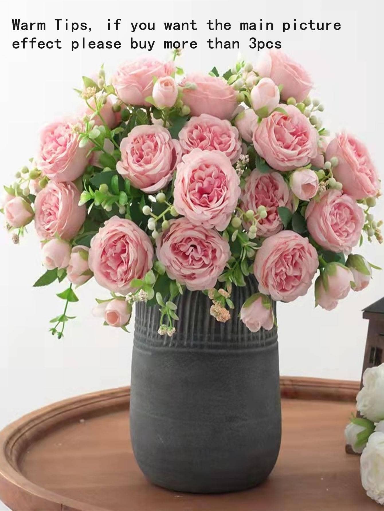 1枝人造牡丹現代塑料假花適合婚禮、派對、節日、家居裝飾 - 淺粉色 - 查看 1