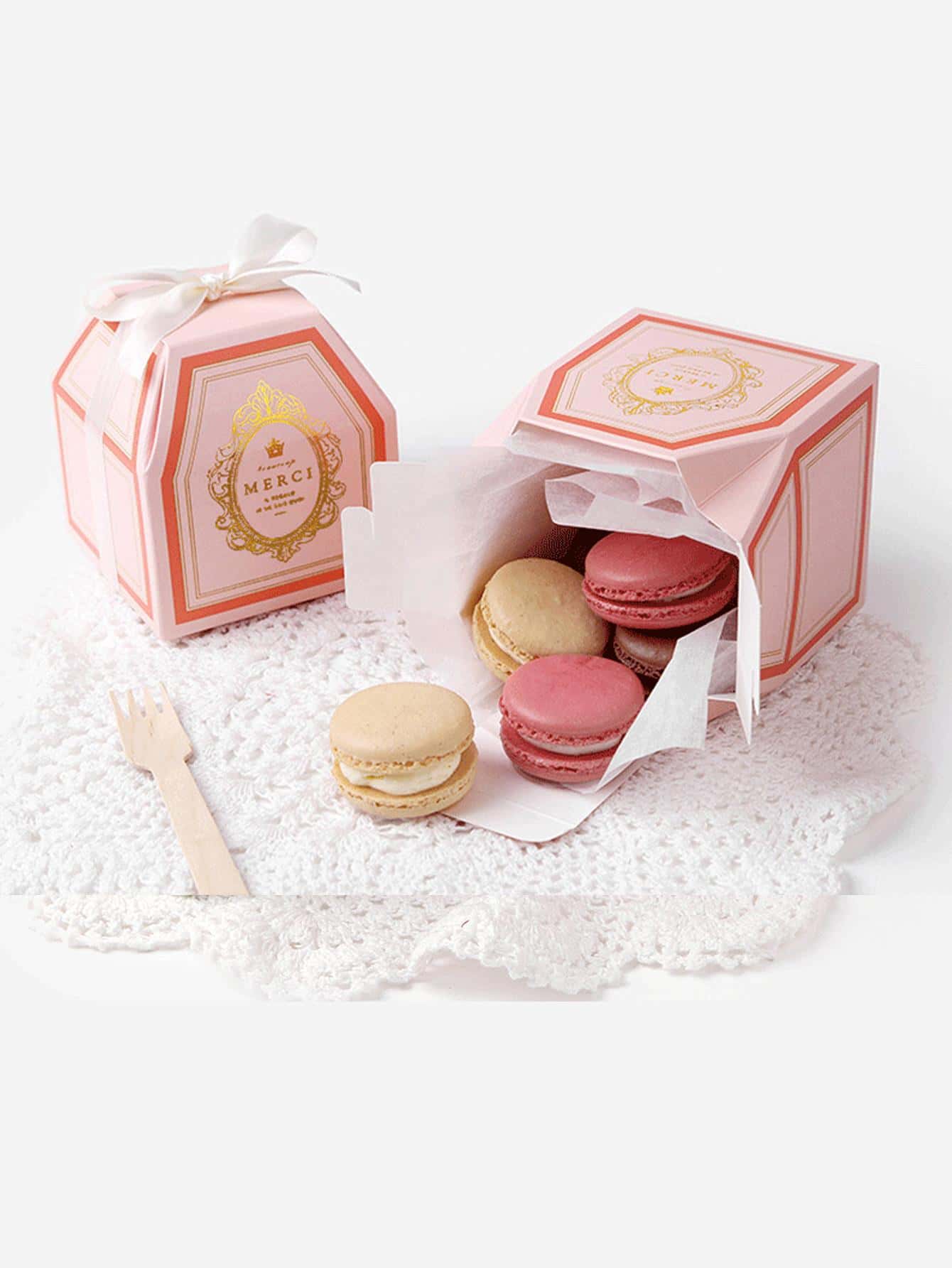 Caja de dulces con patrón de flores de 10 piezas, caja de embalaje de postre de papel rosa para regalo - Rosa - Ver 1