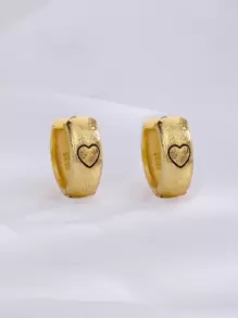 1 pieza pendiente de aro con detalle de corazón - Dorado - Ver 3
