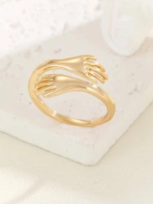 1 chiếc nhẫn ôm ngày lễ tình nhân lãng mạn với kết thúc mở cho món quà ngày của phụ nữ - Vàng - Xem 2
