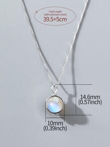 ESBERRY 1件7.5-8毫米圆形蓝色月光石复古吊坠项链，925纯银首饰，优雅日常佩戴，时尚礼物