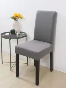 1pc Solid Color Stretchy Chair Slipcover, Modern Polyester Dining Room Chair Slipcover For Home - Light Grey - View 1