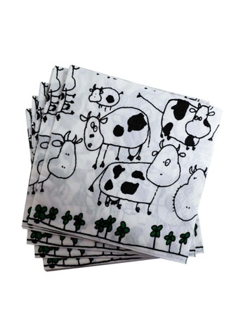 20入組/套奶牛圖案一次性餐巾紙卡通一次性餐巾紙適合派對、假日