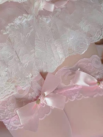 Women Floral Lace Bow Decor Fashionable Over The Knee Socks For Summer, Cozy