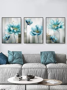 3 miếng dán tường họa tiết hoa, miếng dán tường PVC tự dính màu xanh hoàng gia, dùng để trang trí nhà cửa, miếng dán, miếng dán tường, miếng dán vinyl dùng để trang trí nhà cửa, vật dụng trang trí mùa xuân làm mới ngôi nhà của bạn, miếng dán trang trí lễ hội quà tặng sinh nhật tốt nghiệp - Xanh đậm - Xem 2