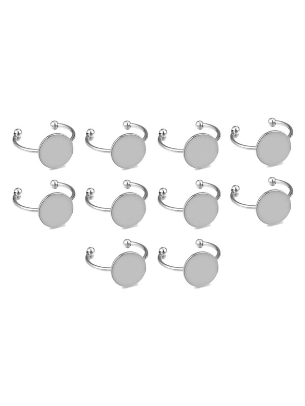 10 Pieces Stainless Steel Adjustable Blank Ring Base Fits 8/10/12mm Cabochon Setting Tray DIY Jewelry Accessories Rings