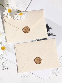 2pcs Solid Color Envelope With Wax Seal Sticker - White - View 1