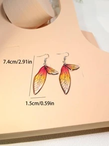 1 Nữ Thời Trang & Cá Tính Thiết Kế Đơn Giản Gradient Tắc Kè Hoa Cánh Hình Bông Tai Giọt Với Lá Chi Tiết - Nhiều màu - Xem 3