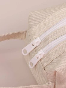 1pc Slogan Graphic Pencil Bag - Grey - View 6