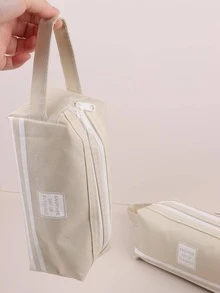 1pc Slogan Graphic Pencil Bag - Grey - View 10