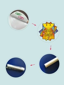 3入組卡通圖案卡通太陽和條紋圖案牆貼裝飾用品