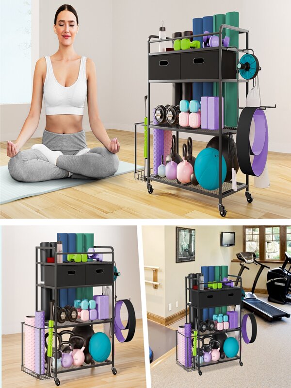 Storage Rack for Yoga Mat Dumbbell Kettlebell Foam Roller Yoga Strap