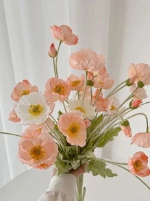 8pcs Artificial Flower, Simple Polyester Fake Flower Stem For Home Decoration, Wedding, Party, Holiday - Multicolor - View 5