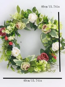 1入組人造花花環簡單假花花環適用於家居裝飾、婚禮、派對、節日 - 白色 - 查看 3