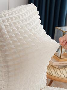 1入組素色荷葉邊椅子現代彈力餐廳椅套 - 白色 - 查看 4