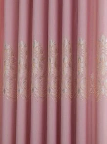 1入組提花窗簾臥室用北歐滌綸遮光窗簾 - 粉色 - 查看 3