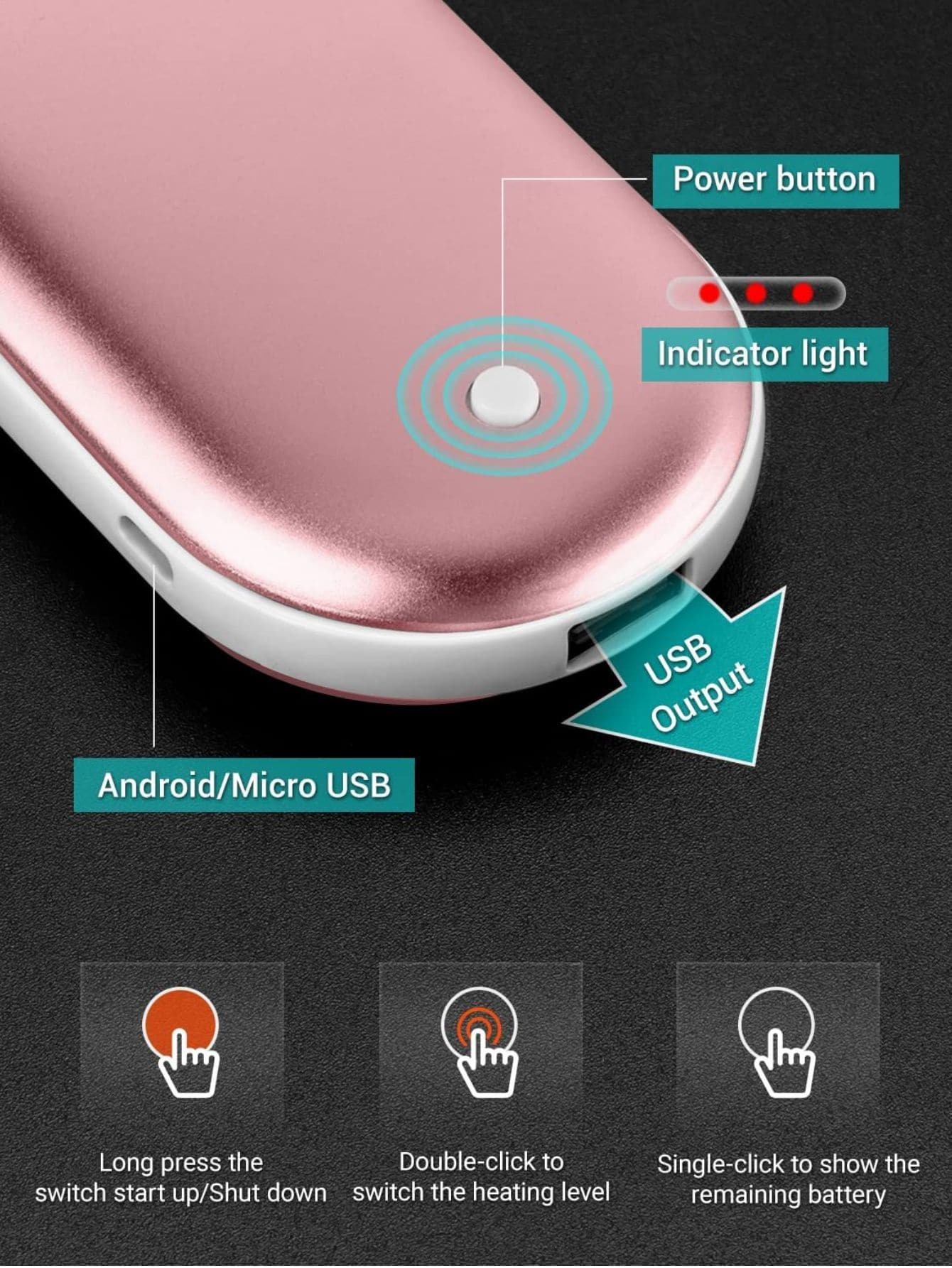 2 Pack Hand Warers Rechargeable 5200Ah Electric Portable Hand Warers