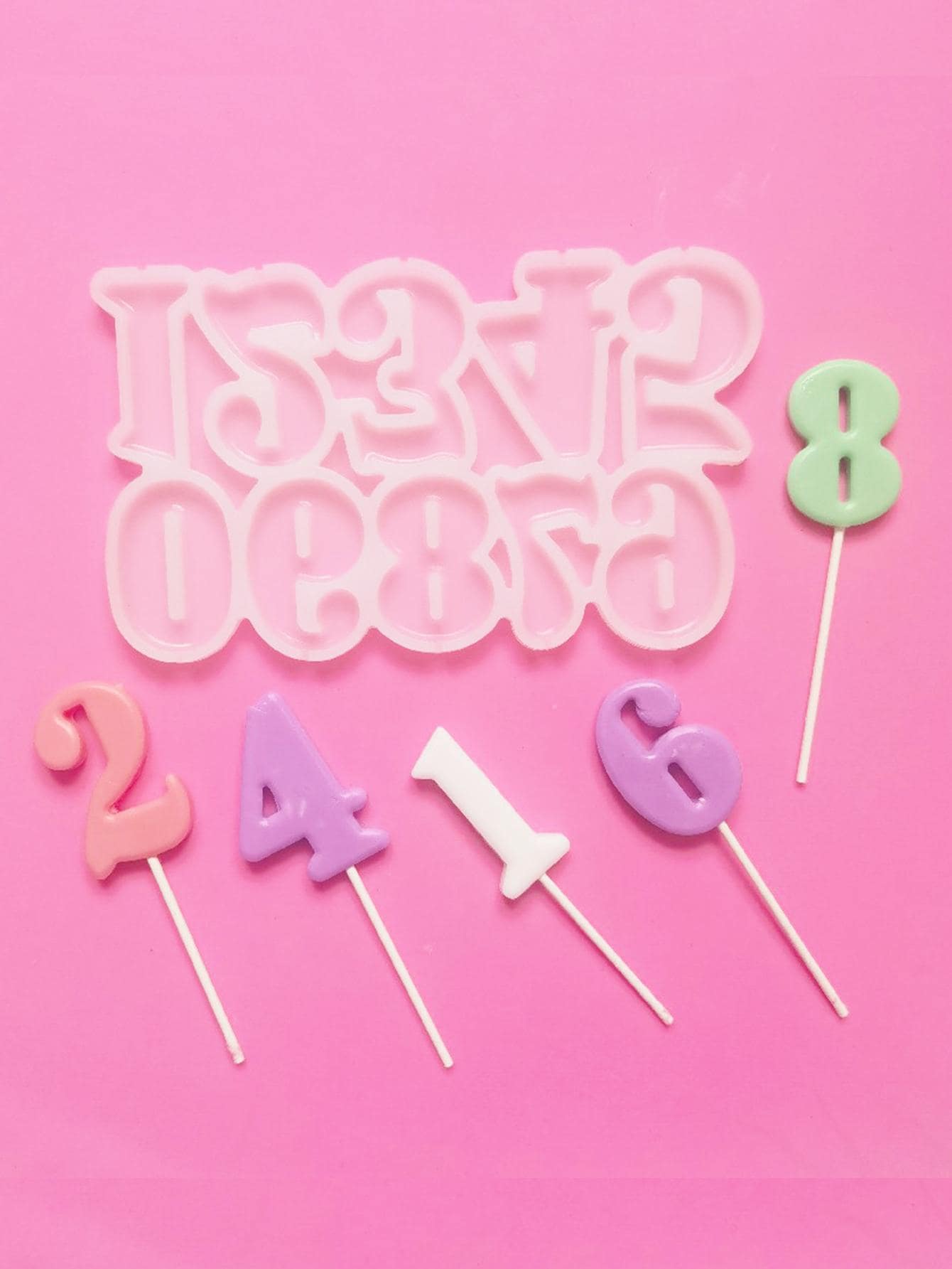 1pc Number Design Candy Mold - White - View 1