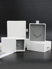 1 Hộp Đựng Trang Sức Bằng Giấy, Hộp Đựng Trang Sức Màu Trơn Tối Giản Cho Gia Đình - trắng - Xem 6