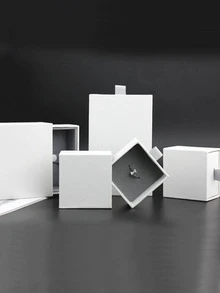 1 Hộp Đựng Trang Sức Bằng Giấy, Hộp Đựng Trang Sức Màu Trơn Tối Giản Cho Gia Đình - trắng - Xem 7