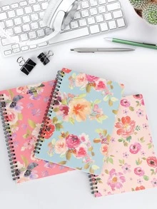 FYY 3 Pack Colorful College Ruled A5 Spiral Notebook with Durable Hardcover and 80 Sheets /240 Lined Pages,Floral, Cute Spiral Notebook - 彩色 - 查看 7