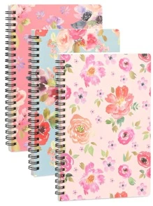FYY 3 Pack Colorful College Ruled A5 Spiral Notebook with Durable Hardcover and 80 Sheets /240 Lined Pages,Floral, Cute Spiral Notebook - 彩色 - 查看 1