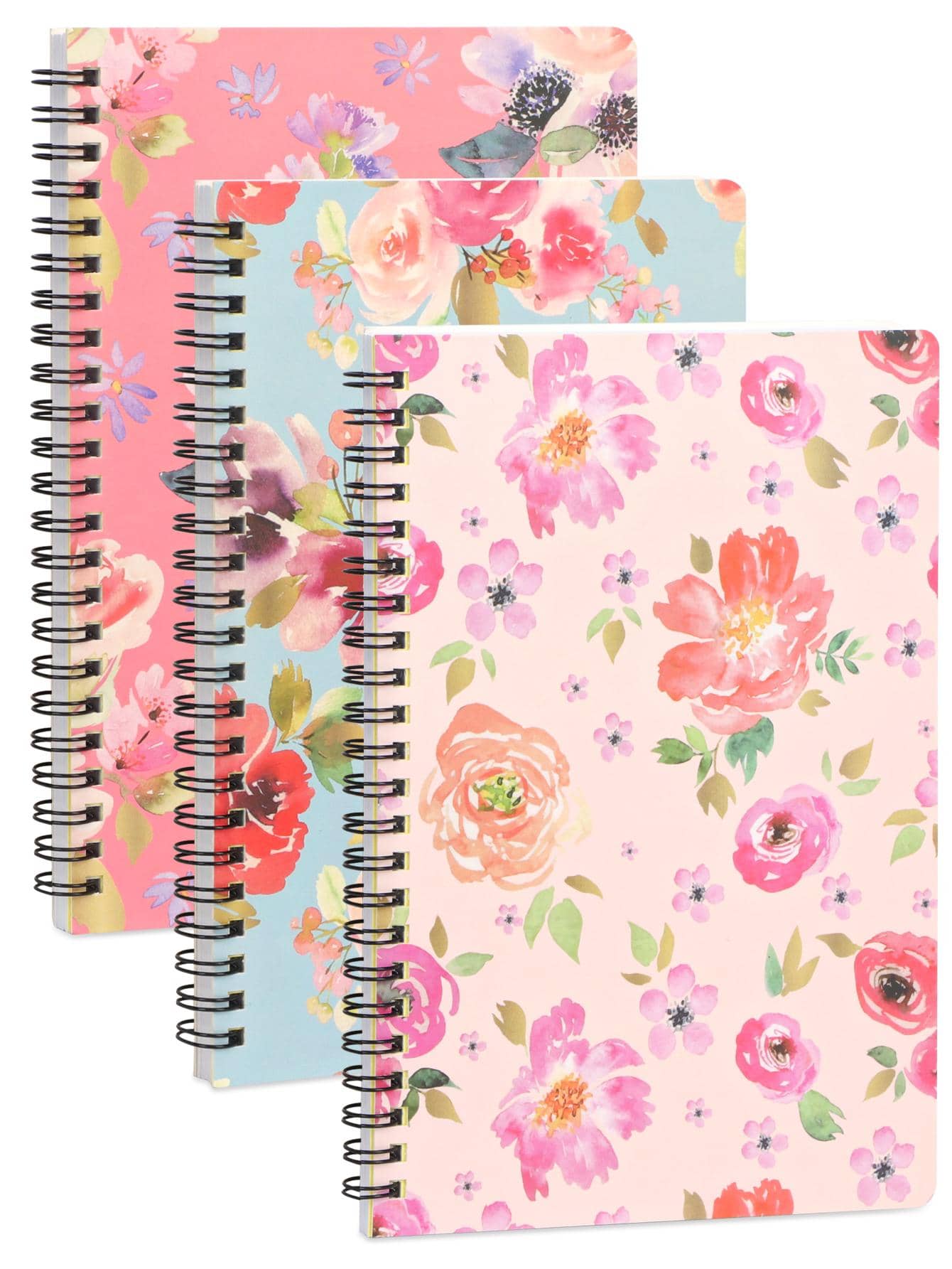 FYY 3 Pack Colorful College Ruled A5 Spiral Notebook with Durable Hardcover and 80 Sheets /240 Lined Pages,Floral, Cute Spiral Notebook - 彩色 - 查看 1