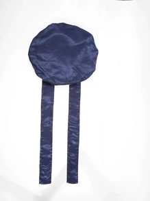 Bow Decor Two Tone Hair Bonnet - Navy Blue - View 4