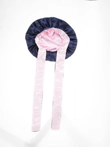Bow Decor Two Tone Hair Bonnet - Navy Blue - View 5