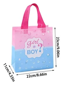 1入組字母圖案禮品現代字母和幾何樣式禮品包裝袋適用於“性別揭秘”派對 - 彩色 - 查看 2