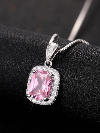 方晶鋯石幾何吊墜項鍊