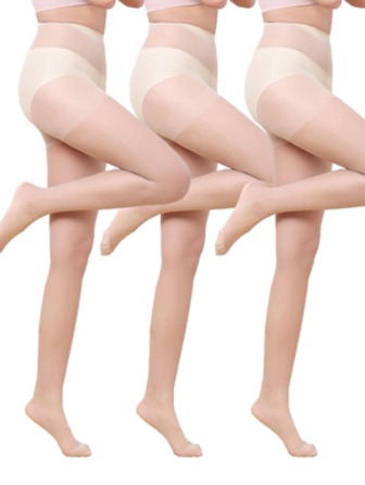 3双装女士纯色时尚夏季连裤袜，舒适保暖