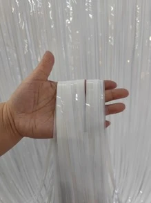 1 tấm rèm tua rua bằng nhựa, rèm che mưa tua rua hiện đại cho bữa tiệc - trắng - Xem 3