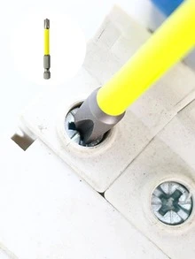 1pc Stainless Steel Screwdriver, Simple Anti-slip Maintenance Tool For Home - Yellow - View 4