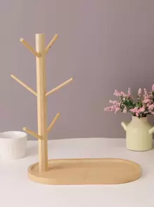 1 pieza Estante de almacenamiento de tazas de bambú