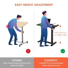 FlexiSpot Height Adjustable Overbed Bedside Table Home Office Laptop Table Medical Standing Desk Computer Desk WorkStation Cart Side Table with Wheels for Sofa,Bed,Hospital - Black - View 10