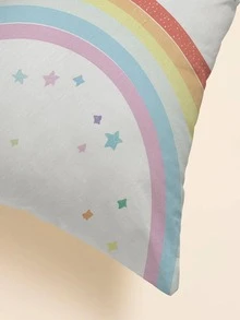 1 pieza Funda de almohada decorativa con patrón de arcoíris moderno de tela para casa - Multicolor - Ver 2