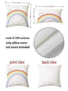 1 pieza Funda de almohada decorativa con patrón de arcoíris moderno de tela para casa - Multicolor - Ver 3