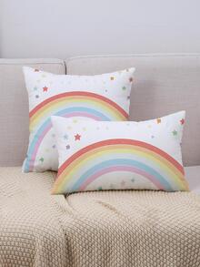 1 pieza Funda de almohada decorativa con patrón de arcoíris moderno de tela para casa - Multicolor - Ver 5