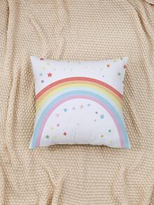 1 pieza Funda de almohada decorativa con patrón de arcoíris moderno de tela para casa - Multicolor - Ver 4