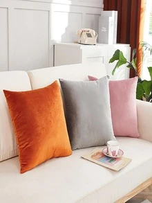 1pc Orange Decorative Pillow, Modern Polyester Throw Pillow For Home - Orange - View 2