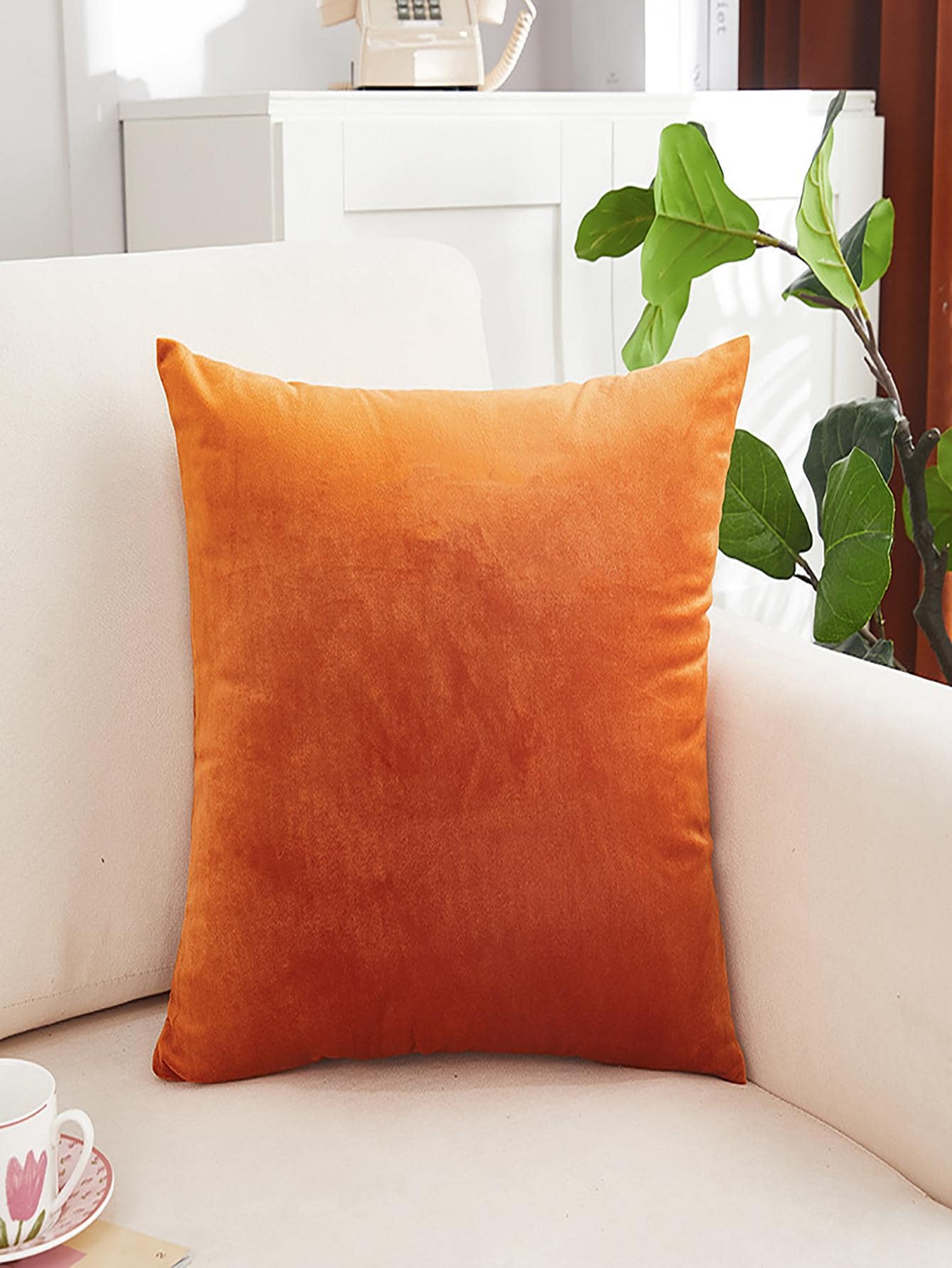 1pc Orange Decorative Pillow, Modern Polyester Throw Pillow For Home - Orange - View 1