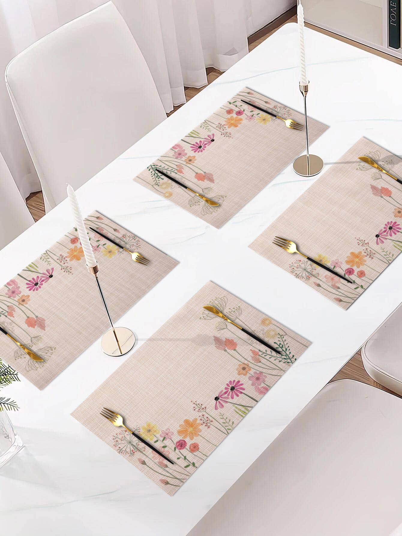 1pc PVC Placemat, Modern Floral Pattern Table Mat For Kitchen - Multicolor - View 1