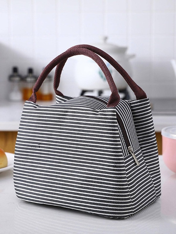 1pc gestreept patroon lunchtas, modernistische polyester geïsoleerde lunchtas voor keuken
