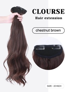 7JHH WIGS 栗棕色夹式接发，长款波浪卷，3 片装，隐形夹式，柔软全合成纤维，适合女性日常佩戴，22 英寸 - 摩卡棕 - 查看 5