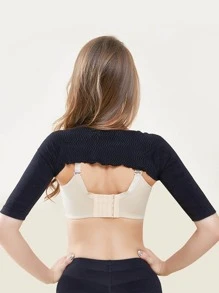 Arm Slimming & Posture Correcting Compression Sleeves For Back Shaping & Hunchback Prevention, With Shoulder Connecting Straps - Black - View 2