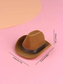 1個牛仔帽設計珠寶收納盒,創意絨面珠寶盒,適用於家居使用或情人節禮物 - 駝色 - 查看 2