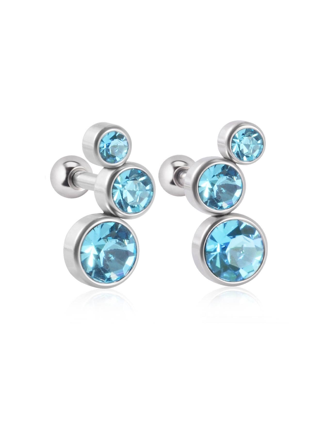 1 Đôi Thép Không Gỉ Thời Trang Cong Đá Bông Tai 1.2 MM Màu Xanh Bạc Hà Nhân Tạo Trang Sức Pha Lê Dành Cho Nữ - Màu xanh bạc hà - Xem 1