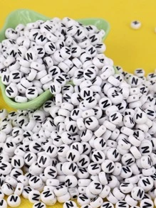 100pcs 4 X 7 MM Round Alphabet Beads A-Z 26 Letters Beads For DIY Jewelry Making Accessories - White - View 5