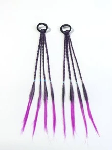 2 Cái/bộ Phụ Kiện Tóc Màu Chuyển Sắc Thời Trang Cho Nữ, Bím Tóc Giả, Bím Tóc Lộn Xộn, Băng Đô Quấn Tóc Thông Thường - Màu đỏ tím - Xem 6